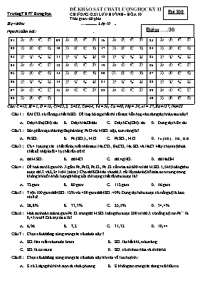Đề khảo sát chất lượng học kỳ II chương oxi lưu huỳnh Hóa 10 - Đề 109 - Trường THPT Hưng Đạo